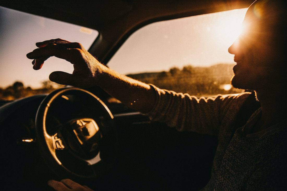 Man driving a car