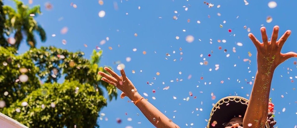 Woman throwing confetti